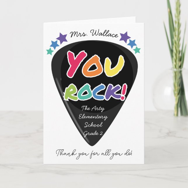 Sten Tack för allt du gör med musiklärare Kort (Framsida)