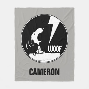 Sten Tees Snoopy Howling Lägg till ditt namn Fleecefilt