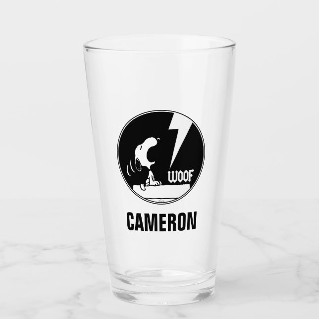 Sten Tees | Snoopy Howling | Lägg till ditt namn Glaskopp (Framsida)