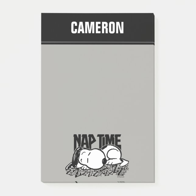 Sten Tees | Snoopy Nap Time | Lägg till ditt namn Post-it Block (Framsida)