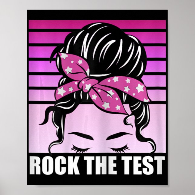 Sten Test Messy Bun Teacher Test Day D Poster (Framsidan)