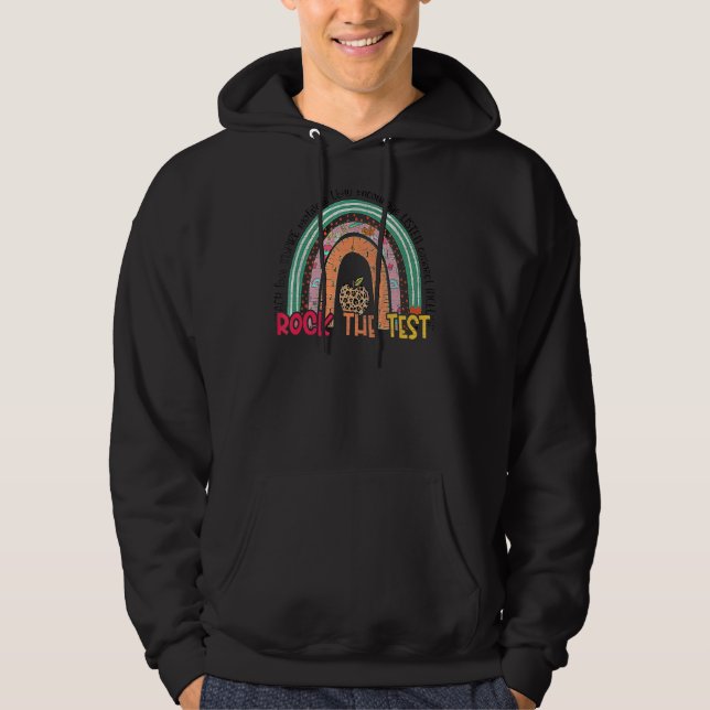 Sten testdagslärarens testdag för regnbåge hoodie (Framsida)