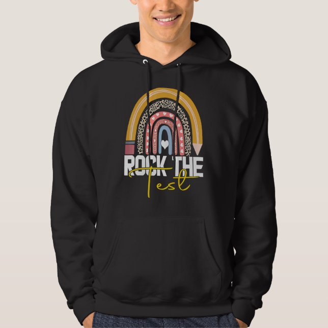 Sten testdagslärarens testdag för regnbåge hoodie (Framsida)