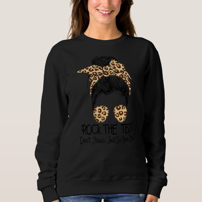 Sten testdonet Stressar Messy Bun-testdagen Te T Shirt (Framsida)