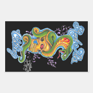 Sten Thiz Clothing & Tattoo Tony Skull & Snake Rektangulärt Klistermärke