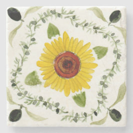 Sten underlägg med oliv- och solroskonstruktion