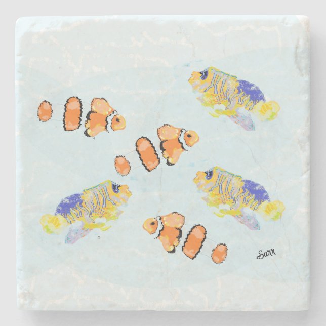 Sten Underlägg: Skola för tropiska fiskar Stenunderlägg (Framsidan)