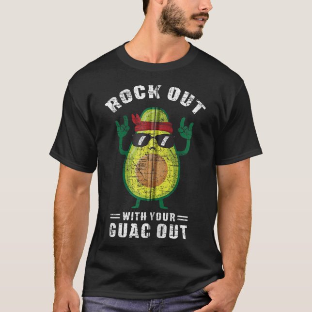 Sten ut med din guak ut Avocado Rock på väg T Shirt (Framsida)