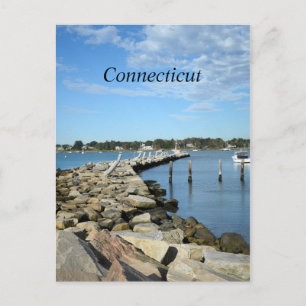 sten vägg med en hamn i Connecticut Vykort