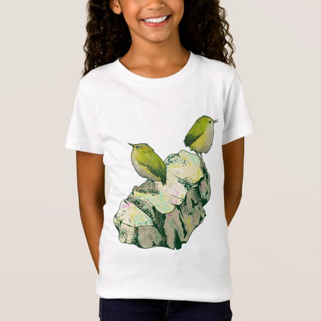 Sten Wren-fåglar Nya Zeeland T Shirt (Framsida)