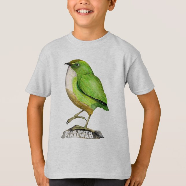 Sten Wren piwauwau NZ BIRD T Shirt (Framsida)