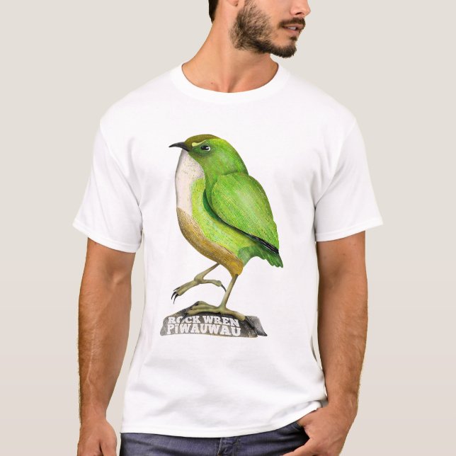 Sten Wren piwauwau NZ BIRD T Shirt (Framsida)