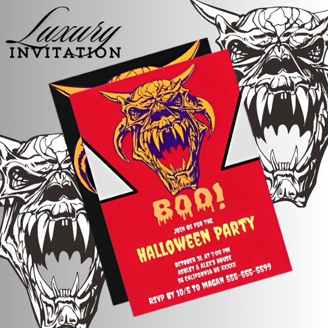 Stena Monster BOO Scary Halloween-inbjudningskort Inbjudningar (Skapare uppladdad)