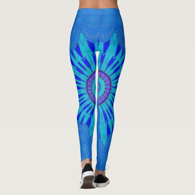 Stenande blå fantastisk feminin helg-loungning leggings (Baksida)