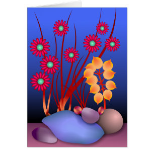 Stenar och blommor hälsningskort