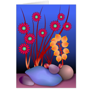 Stenar och blommor hälsningskort