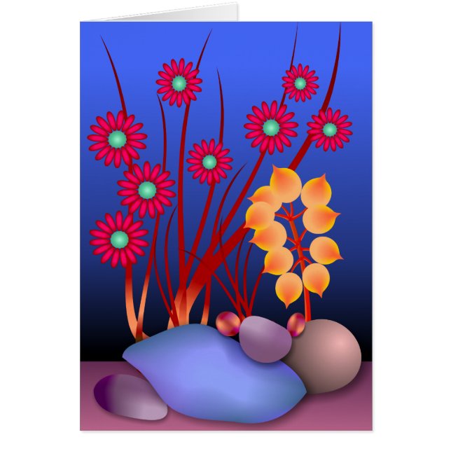 Stenar och blommor hälsningskort (Framsidan)