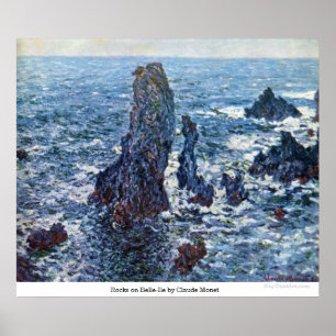 Stenar på belle-Ile vid Claude Monet Poster