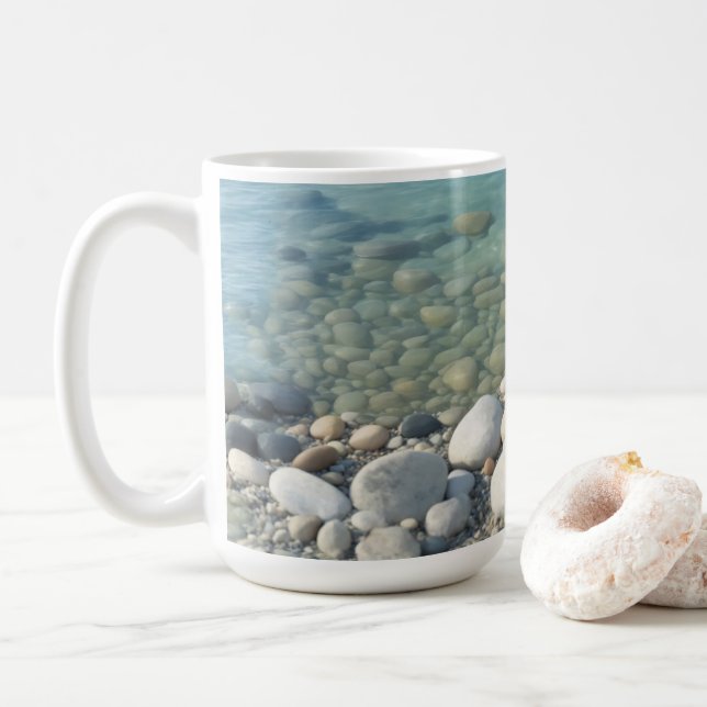 Stenar Strand Vacker Natur Hav Småsten Strand Kaffemugg (Med munk)