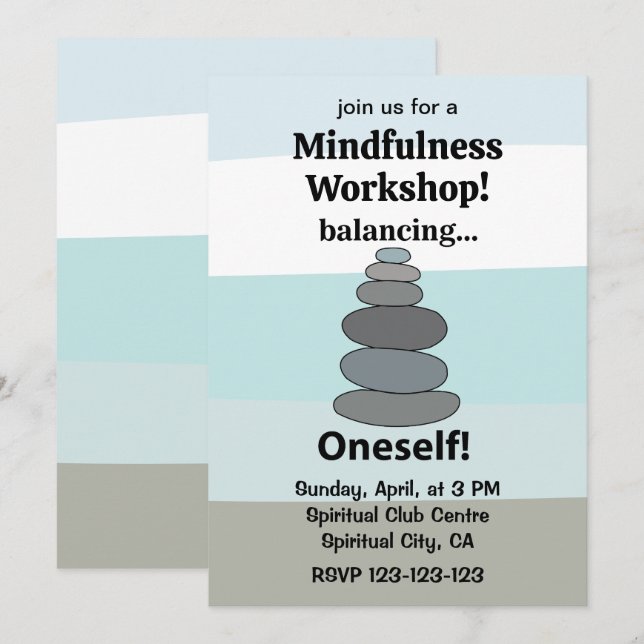 Stenarbetare Stenstackning Mindfulness Workshop Inbjudningar (Fram/baksida)
