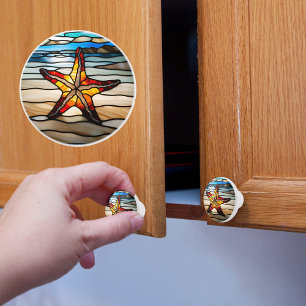 Stenat glas av Starfish Faux Knopp