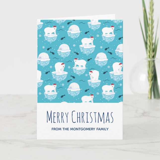 Stenbjörnar i Polarna Santa Hats God jul Kort (Framsida)