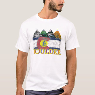 Stenblock Colorado, bedrövad flagga, berg T Shirt