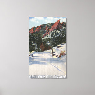 Stenblock Colorado - Flatirons i vinter Canvastryck