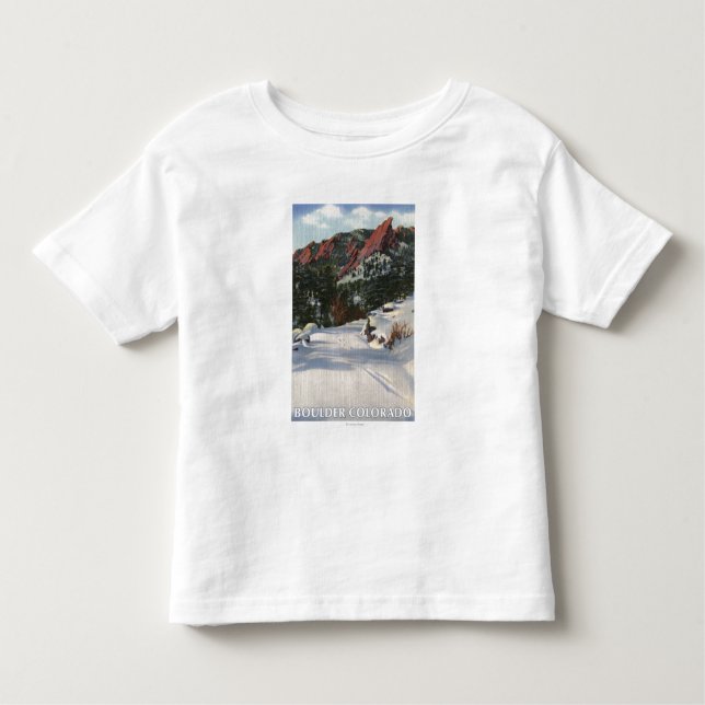 Stenblock Colorado - Flatirons i vinter T Shirt (Framsida)