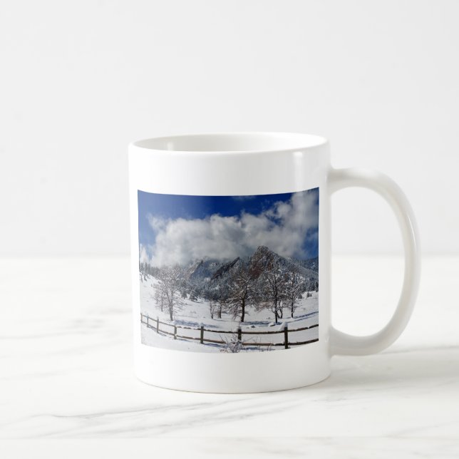 Stenblocket Colorado snöig Flatirons landskap Kaffemugg (Höger)