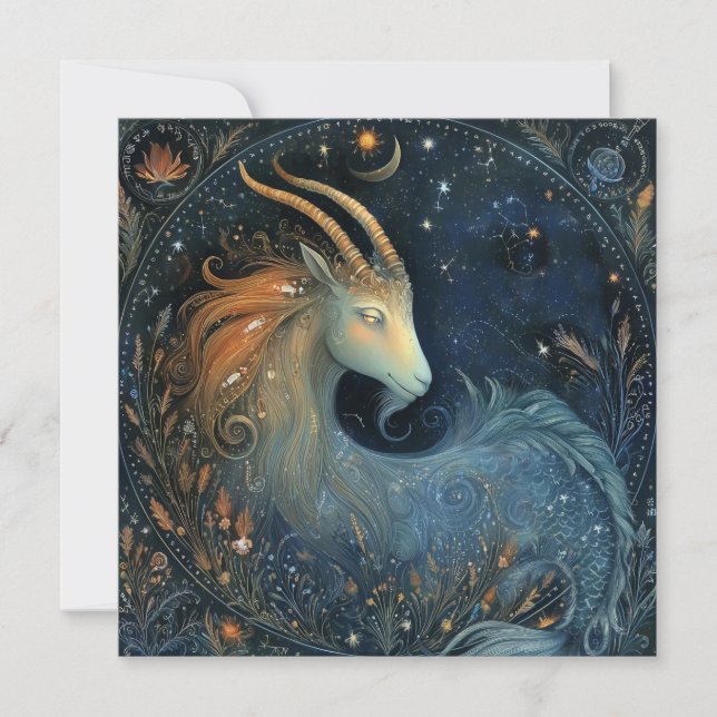 Stenbock Get Zodiak Astrologi Mystisk Födelsedag Kort (Framsida)