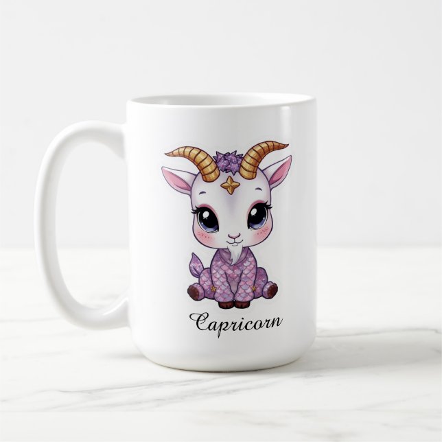 Stenbocken Celestial Zodiak Mug - Rosa Sjöbock Kaffemugg (Vänster)