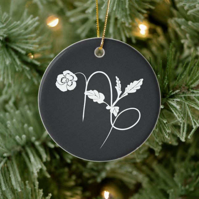 Stenbocken födelsemblomma pensé stjärntecken träko julgransprydnad keramik (Träd)