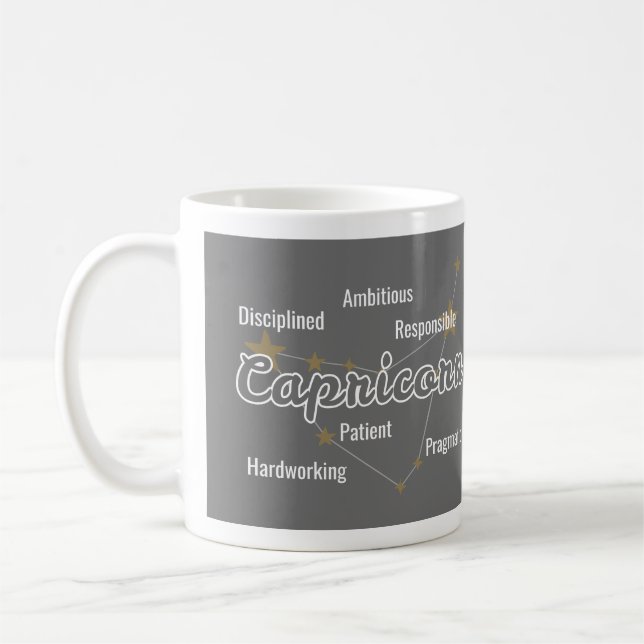 Stenbocken Grå Akvarell Astrologi Zodiak Tecken Kaffemugg (Vänster)