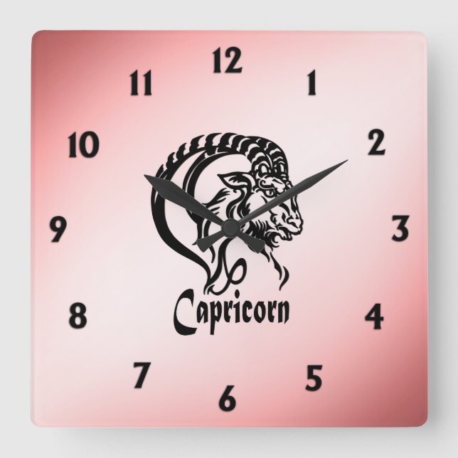 Stenbocken Havsgeten Zodiak Fyrkantig Klocka (Framsida)