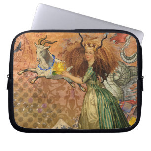 Stenbocken Kvinna Collage Vintage Whimsical Surrea Laptop Sleeve
