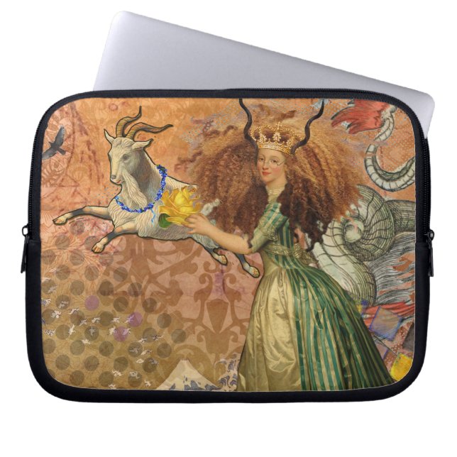Stenbocken Kvinna Collage Vintage Whimsical Surrea Laptop Sleeve (Framsidan)
