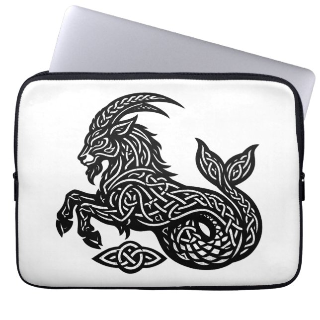 Stenbocken — Spökfärgad bläck Zodiak Get‑Fisk Laptop Fodral (Framsidan)