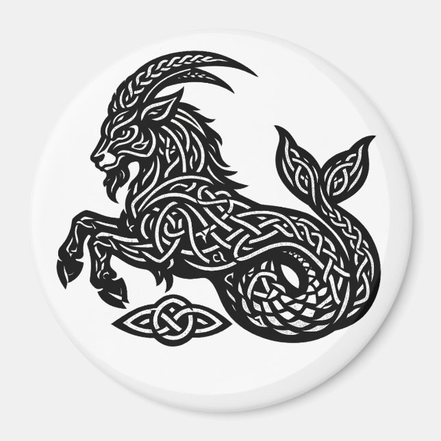 Stenbocken — Spökfärgad bläck Zodiak Get‑Fisk Magnet (Framsidan)