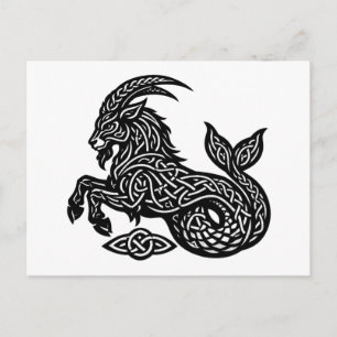 Stenbocken — Spökfärgad bläck Zodiak Get‑Fisk Vykort