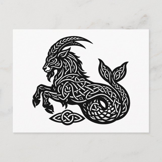 Stenbocken — Spökfärgad bläck Zodiak Get‑Fisk Vykort (Framsida)