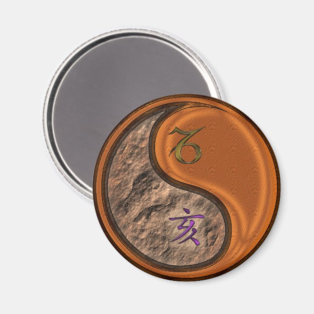 Stenbocken & Trä Gris Magnet (Front/Back)