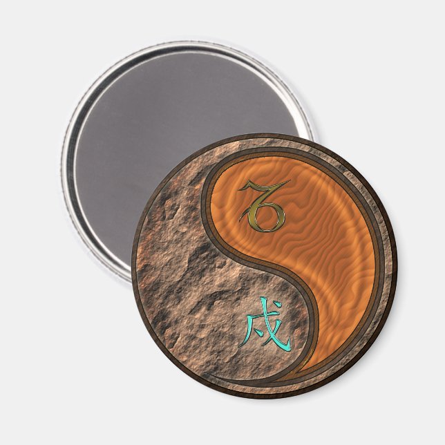 Stenbocken & Trä Hund Magnet (Front/Back)