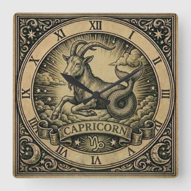 Stenbocken Vintage Zodiak Väggur (Framsida)