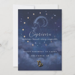 Stenbocken Zodiac Födelsedagsinbjudan Inbjudningar
