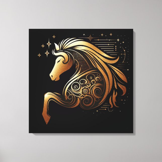 Stenbocken Zodiac Guld Häst Astrologi Canvastryck (Framsida)