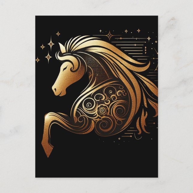 Stenbocken Zodiac Guld Häst Astrologi Helg Vykort (Framsida)