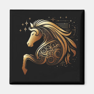 Stenbocken Zodiac Guld Häst Astrologi Magnet