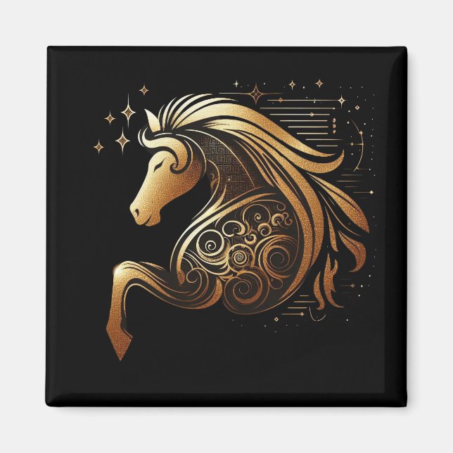 Stenbocken Zodiac Guld Häst Astrologi Magnet (Framsidan)