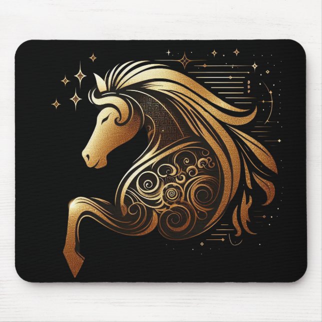 Stenbocken Zodiac Guld Häst Astrologi Musmatta (Framsidan)